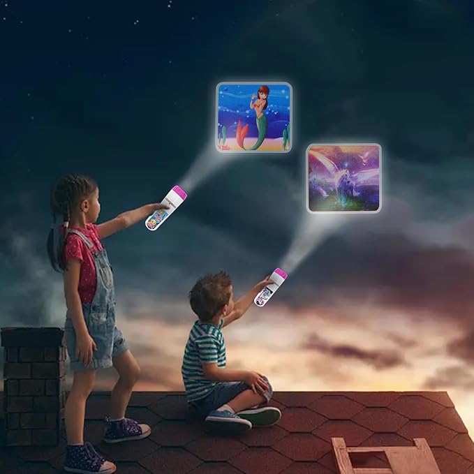 Georgie Porgy Children Projector Toys Educational Science Set Wall Ceiling Tent Torch Flashlight for Kids Gifts for Boys Girls (Unicorn + Mermaid)