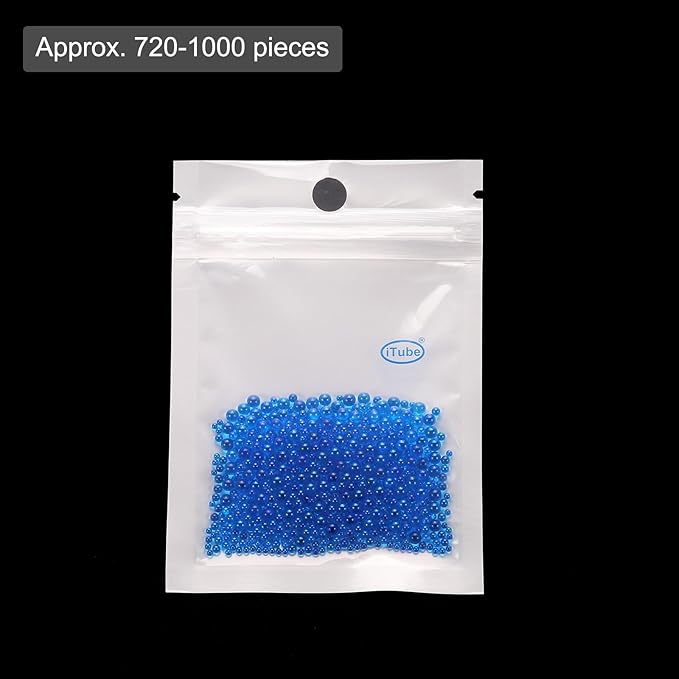 Iridescent Glass Tiny Bubble Beads, 0.4-3mm 10g No Hole Micro Mini Round Sapphire Blue Water Droplets Beads - Applications: for Resin Filler, Nail Art, Dollhouse Bath Tub