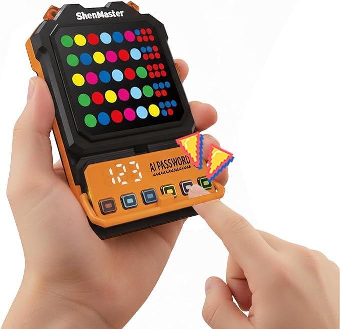 Crack The Code - Electronic Mastermind Code Breaker with Clamp, Handheld Super Decoder Puzzle for 1-8 Players, 10,000+ Logic Challenges for Kids & Adults Ages, Portable Travel Game & Gift