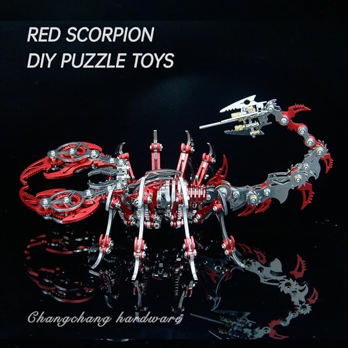 Scorpion 3D Metal Model Kits to Build DIY Colorful 3D Puzzle Ornaments for Adults,Teens Birthday Christmas (red Metal)