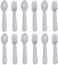 12 Pcs Kids Spoons and Forks Toddler Utensils Plastics Reusable Silverware Baby Cutlery Set Feeding Dinnerware Utensils BPA Free Microwave Dishwasher and Freezer Safe- Grey