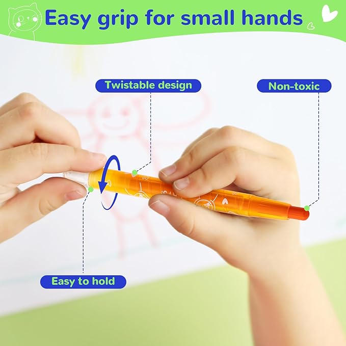M&G 48 Pcs Twist Crayons 48 colors Twist Gel Crayons for Kids Toddlers,Non-Toxic Crayons Set for Toddlers Children Coloring, Ideal for Paper Gass