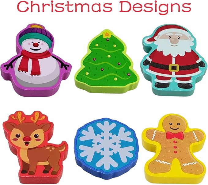 Pinkiwine Christmas Wooden Peg Puzzles Montessori Educational Toys for Kids Toddlers Christmas Toys Christmas Stocking Stuffers Gifts