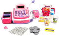 Pretend Play Electronic Pink Cash Register Toy Realistic Actions and Sounds