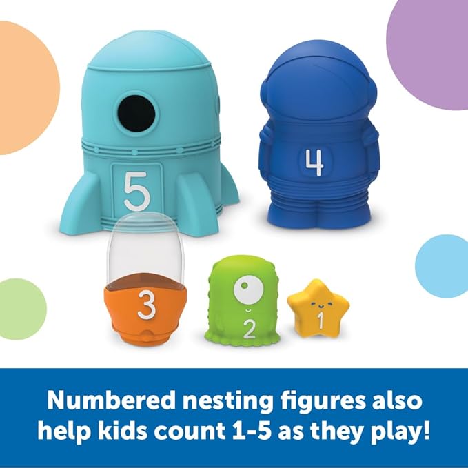 Learning Resources Nesting Space Surprise, Preschool Learning Activities, Fine Motor Skills, Montessori Preschool Toys, Space Toys, Ages 18 Months+, 9 Pieces