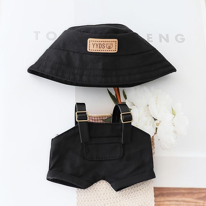 17cm Doll Clothes Set (No Doll), 4 Pieces Outfit Set for 6.7inch Dolls Dress Suit, Fashion Dress Up Hat Clothes Shoes Accessories for 1st/2nd/3rd Gen Dolls Play & Display Black