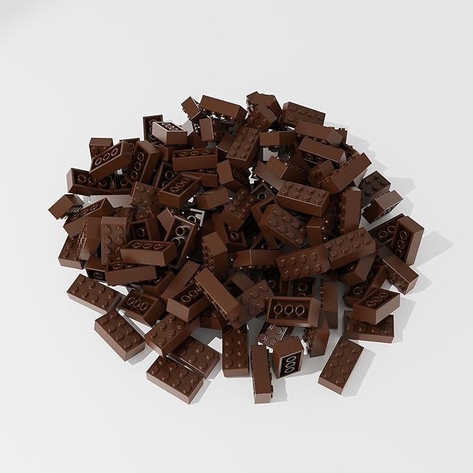 500 Piece Brown Bricks Bulk, Brown 2x4 Building Bricks Flat, Compatible with Lego Parts and Pieces: 2x4 Brown Bricks(Color: Brown)
