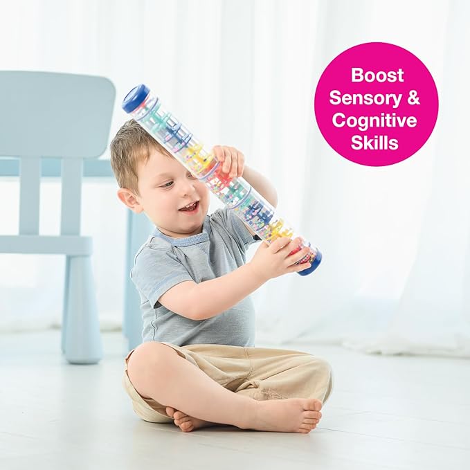 Edushape Mega Rainstick 16 Inch - Rainmaker Toy for Babies, Sensory Tubes Musical Instrument - Rain Stick Baby Toy for Soothing Rain Sounds, Perfect Tummy Time Toys, Engaging Toddler Sensory Play