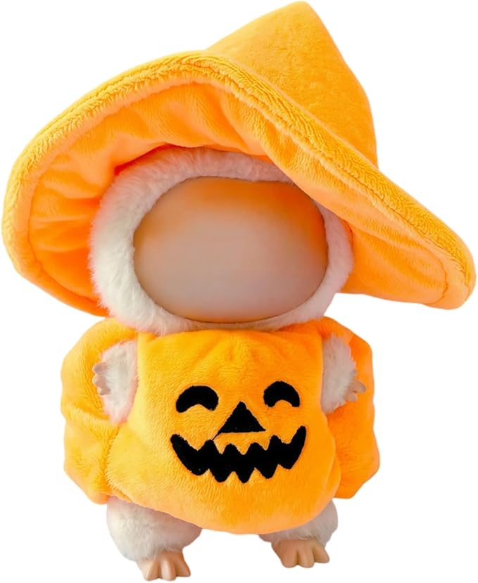 17cm Doll Clothes Set, Halloween Themed Costume, Pumpkin Outfit and Witch Hat for 6.7inch Dolls Suit, Cute Fashion Dress Up Clothes Accessories for 1st/2nd/3rd Gen Doll