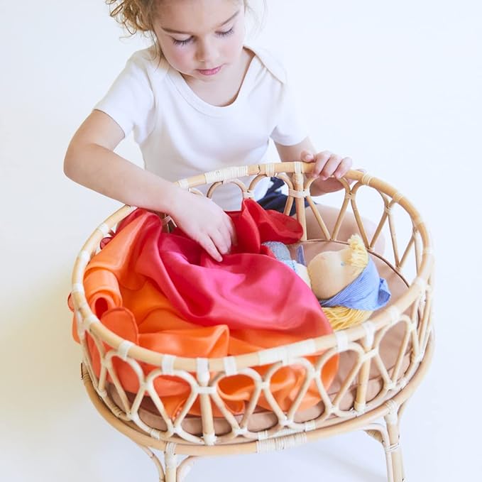 Sarah's Silks Enchanted Playsilk, 100% Silk Scarves for Kids and Toddlers, Sensory Toys | Bright Square Scarves, Montessori Waldorf Toys for Imaginative and Pretend Play - Fire