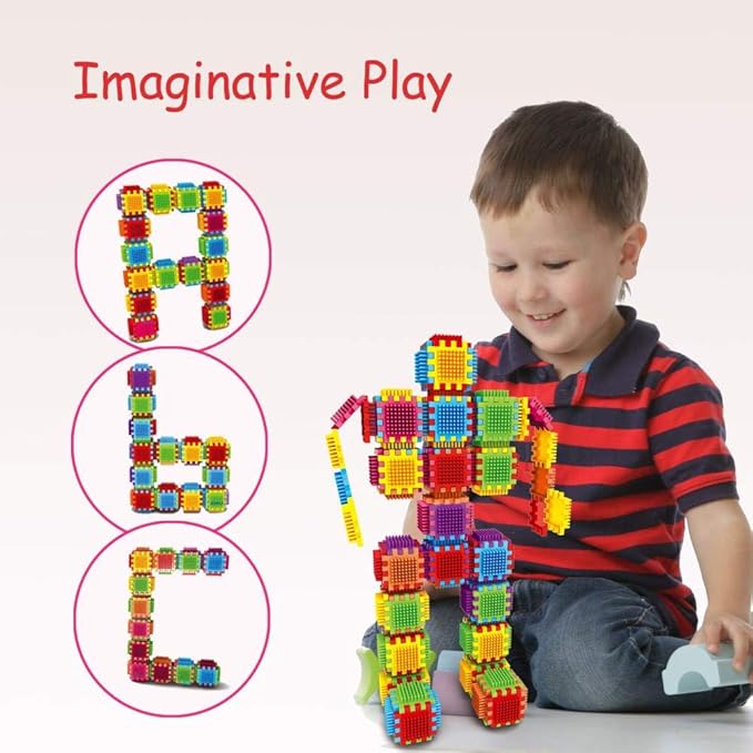 Dimple 2 Sets of 60 Blocks Total 720-Piece Set Large Stacking Blocks and Interconnecting Building Set for Boys & Girls, Great Toy for Child Development for Kids and Toddlers