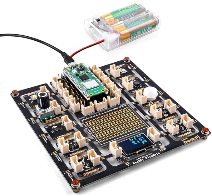 GeeekPi DeskPi PicoMate for Raspberry Pi Pico/Pico W, Learning Electronics and Programming Platform Based on Pi Pico/Pico W, with 12 Detachable Modules