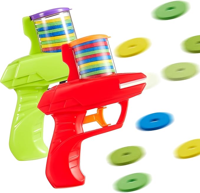 Sumind 2 Pieces Foam Disc Launcher Zip Shot Shooter Disc Shooter (Red, Green)