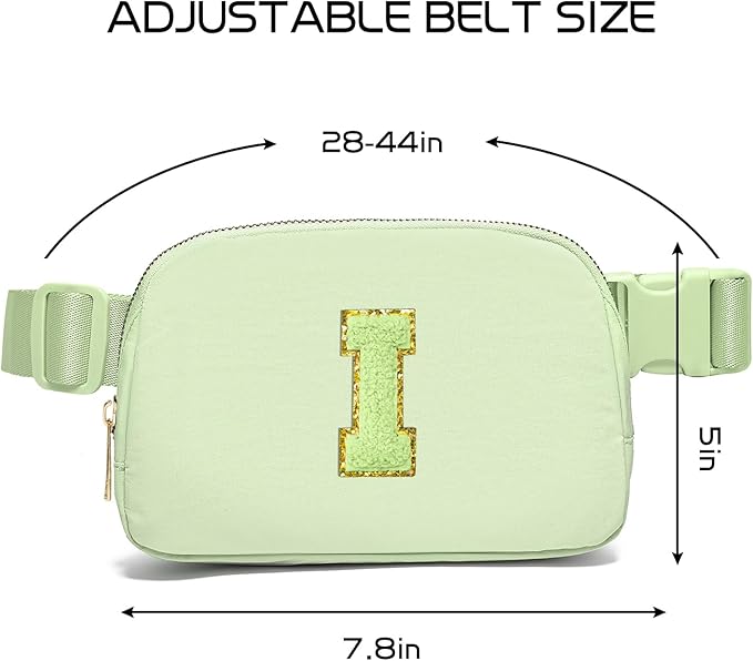 Gitus Gifts for 8 9 10 11 12 Year Old Girls Belt Bag Fanny Pack Crossbody Bags with Initial Letter Patch Cute Stuff Birthday Gifts for Teen Girls Women Personalized Trend Stuff (Light Green-I)