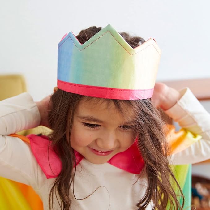 Sarah's Silks Rainbow/Rose 100% Silk Crown with Elastic Headband to Dress up as a Prince, Princess, Queen or King | Montessori Toy for Children Perfect for Imaginative Play