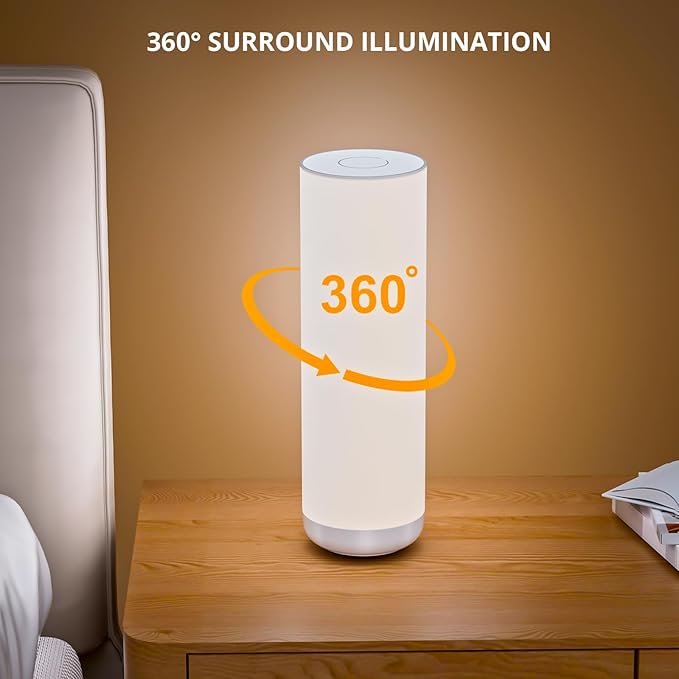 Semlos LED Table Lamp with Remote, Minimalist Night Stand Light, Bedside Lamp for Bedroom, Touch Control, 11.8", White