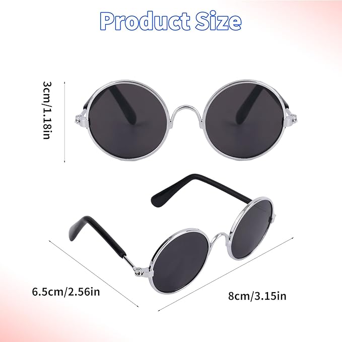 4pcs Mini Doll Glasses, Cute Tiny Sunglasses for Most Dolls Outfit and Toys Clothes Set Decorations with Metal Frame Multi-Color Lenses Fashion Eyewear Accessories (Color 1)