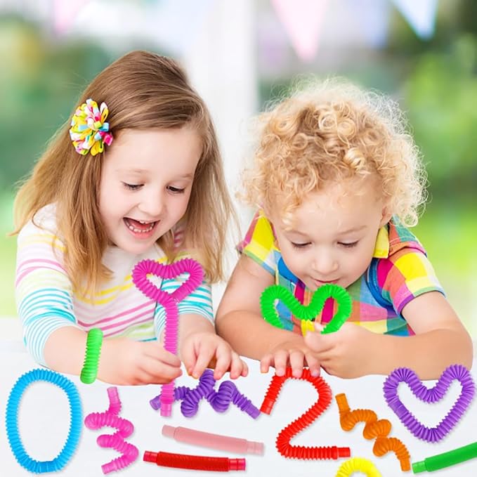 72Pack Pop Tubes, Fidget Sensory Toys Party Favors for Kids 4-8 8-12 Anxiety Stress Relief Toys Treasure Box Prizes Goodie Bag Stocking Stuffers Birthday for Toddlers Boys Girls