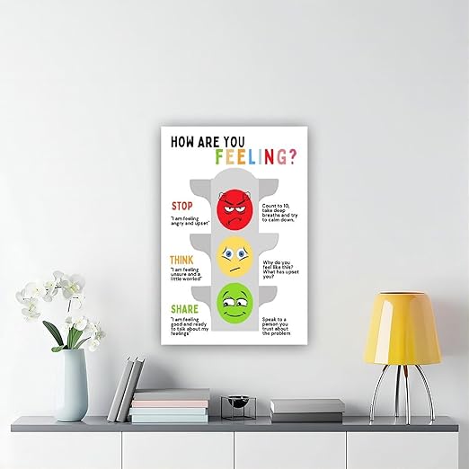 XIANF Self Regulation Traffic Lights Management Classroom Poster, Social Emotional Learning, Feelings Emotions Canvas Poster for Classroom School Therapy Room Unframe:20x30inch(50x75cm)