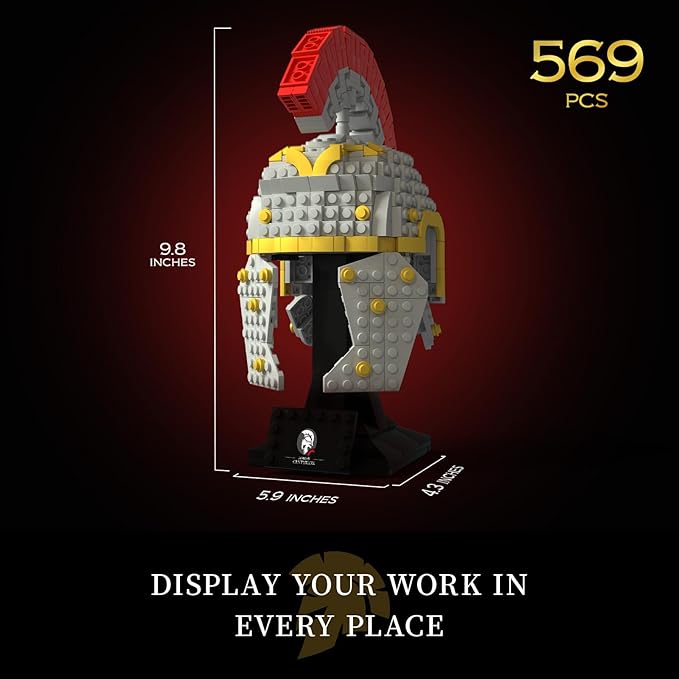 Roman Centurion Helmet Building Set, Build and Display, Collectible Roma Home Décor, Gift Idea for Classic Ancient Rome Fans (596PCS)