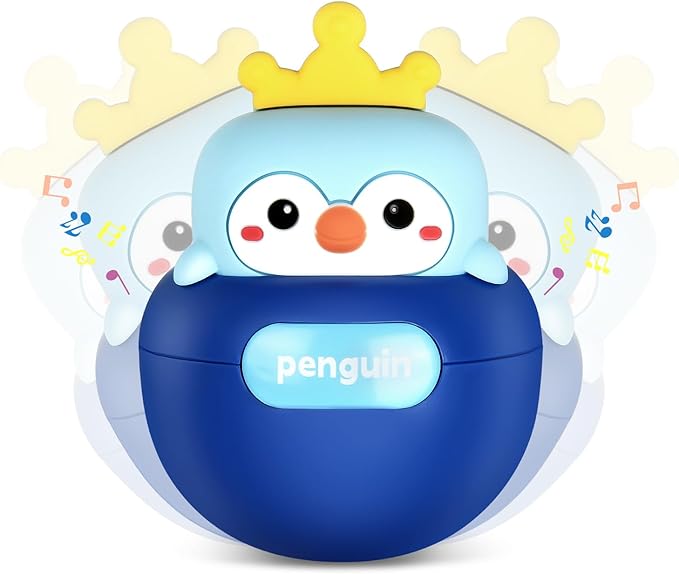 Baby Penguin Wobble Toys, Infant Roly-Poly Tumbler Musical Wobbler, Babies Sensory Development & Teething Toy for Newborn 3-12 Month Baby Toddler Boys and Girls Gifts