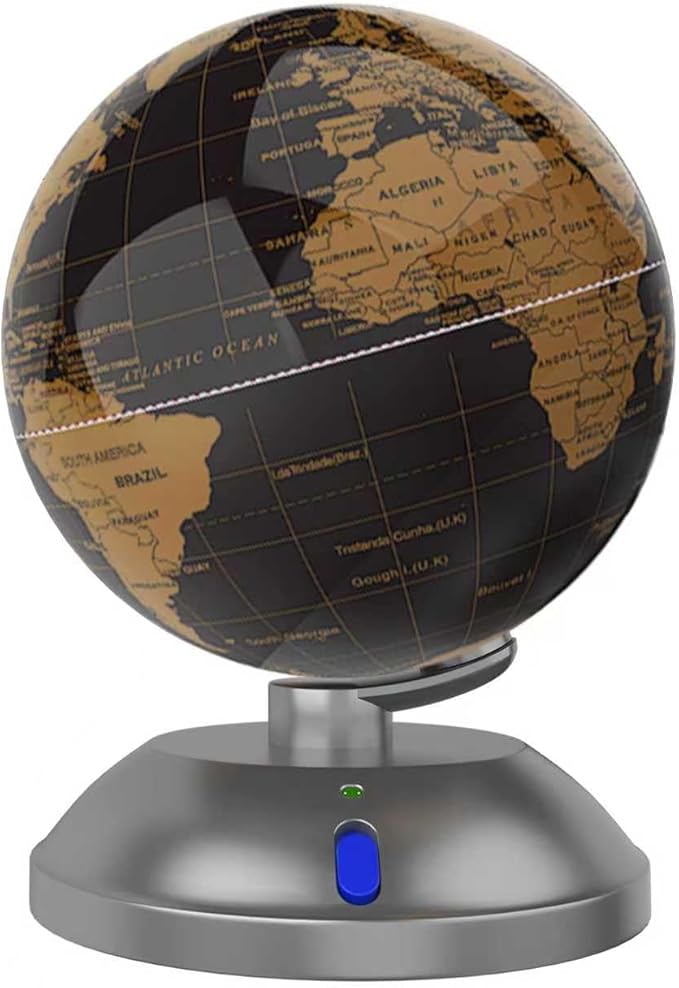 360-degree rotating globe, independently supported by a base, 9-inch design world blobe, built-in LED night light, high-definition color visual map details, suitable for children's geography education, study and office decoration, living room decoratio...