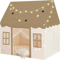 Play Tent with Mat, Star Light Large Kids Playhouse with Windows Easy to Wash, Indoor and Outdoor Play Tents for Kids, Little Dove Toys for Girls, Boys, 47x40x52 (Brown Playhouse, Large Size)