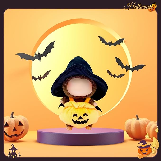 17cm Doll Clothes Set, Halloween Themed Costume, Pumpkin Outfit and Witch Hat for 6.7inch Dolls Suit, Cute Fashion Dress Up Clothes Accessories for 1st/2nd/3rd Gen Doll