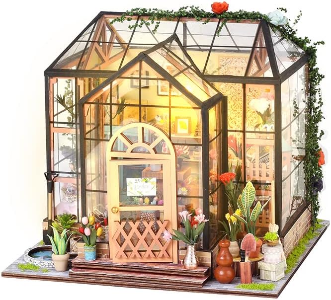DIY Miniature House Kit, Mini House Building Kit, DIY Book Nook Kit, Tiny Model House for Adults to Build, Beginner 3D Wooden Book Nook, for Family Friends (Garden-B)