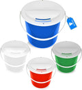 Plastic coin collection Bucket with removable lid and handle charity donation collection money box pail for fundraising with top slot for tickets raffles and money 7.5"Hx8.3"Diameter(multicolor)4 pack