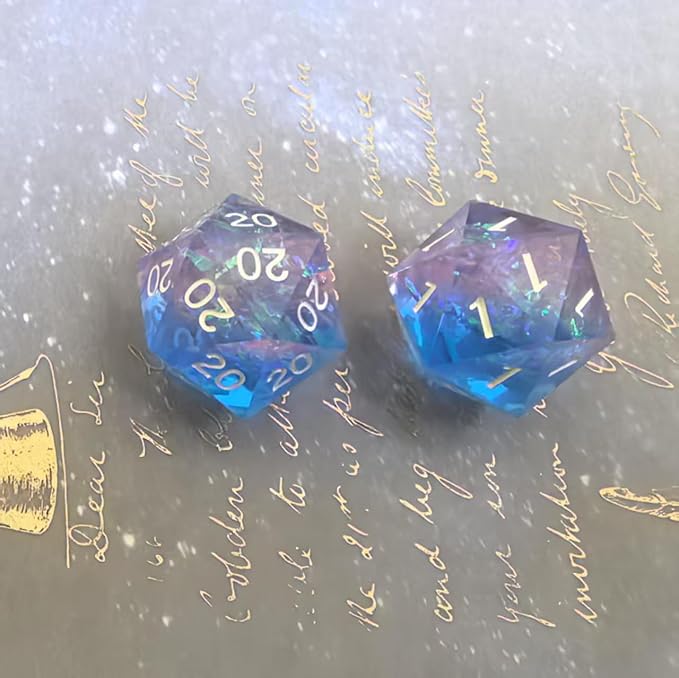 Roll of Fate D20 Dice Set – All Natural 20 or All Natural 1 – Designed for D&D Players Seeking Epic Victories or Failures (BluePurple)