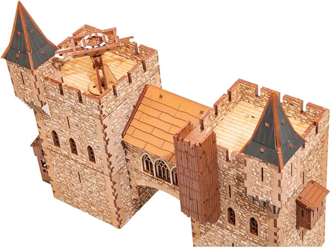 Rook P Castle Tower - 3D Wooden Puzzle - DIY 28mm Scale Model Building Kit - Educational Toy - Creative Gift - Tabletop Miniature Terrain Kit