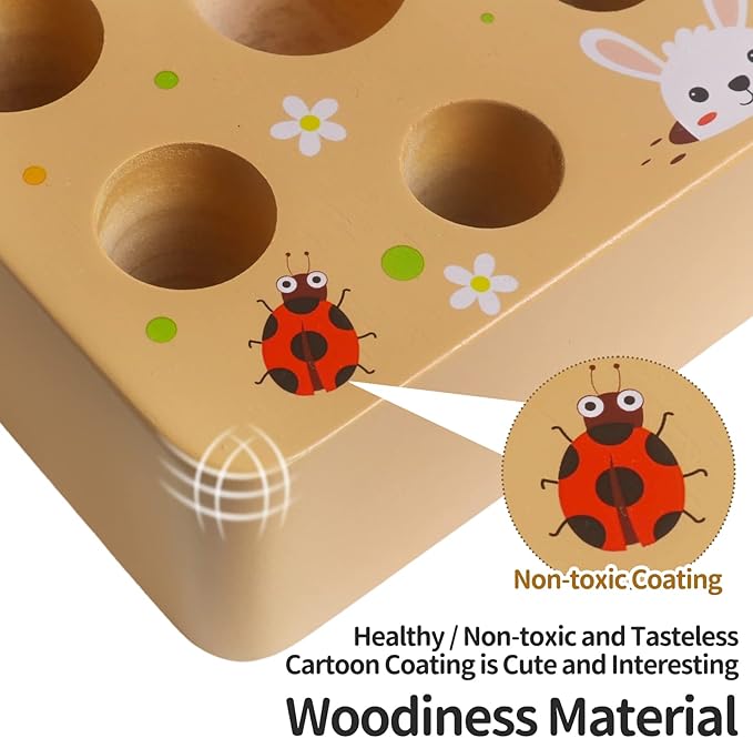 Skrtuan Wooden Toys for 3 Year Old Toddlers Baby Boys and Girls, Montessori Toy Carrot Harvest Game Shape & Sorting Matching Puzzle, Educational Developmental Birthday Gifts for Babies