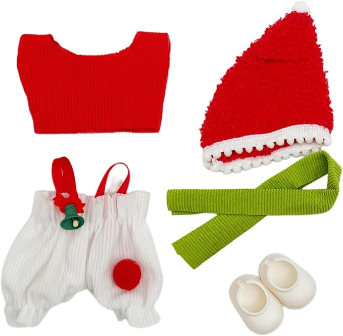 Doll Outfit Clothes Set for 17cm Dolls, Cute Dolls Accessories, Premium Fashion Hat Overalls Sweater Bag Dress Jumpsuit, Christmas Set, NO Doll.(Christmas A1)
