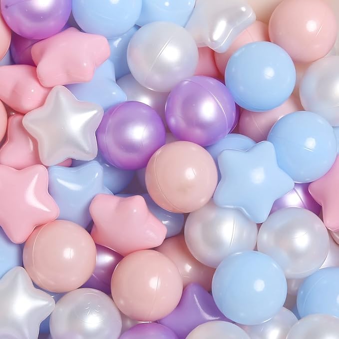 GOGOSO Ball Pit Balls for Toddlers Phthalate-Free BPA-Free Non-Toxic Crush Proof Soft Plastic Play Balls Baby Kids Shape Tent Pool Playhouse Playpen Party Decor, Pink Blue Purple White,500PCS