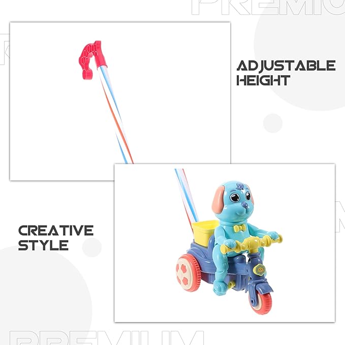 Toyvian Plastic Baby Push Toy Toddler Pull with Handle Basket Pull Along Music Puppy Push and Walking Baby Walk Behind for Infant Learning Walker 19.6 Inch