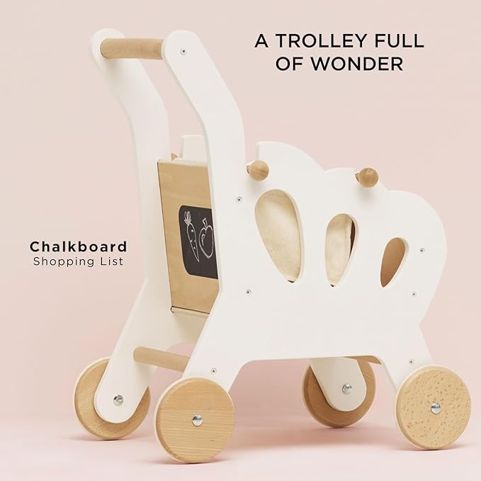 Le Toy Van - Educational Wooden Toy Role Play Grocery Store Shopping Trolley | Boys Or Girls Pretend Play Supermarket Playset - for Ages 3+