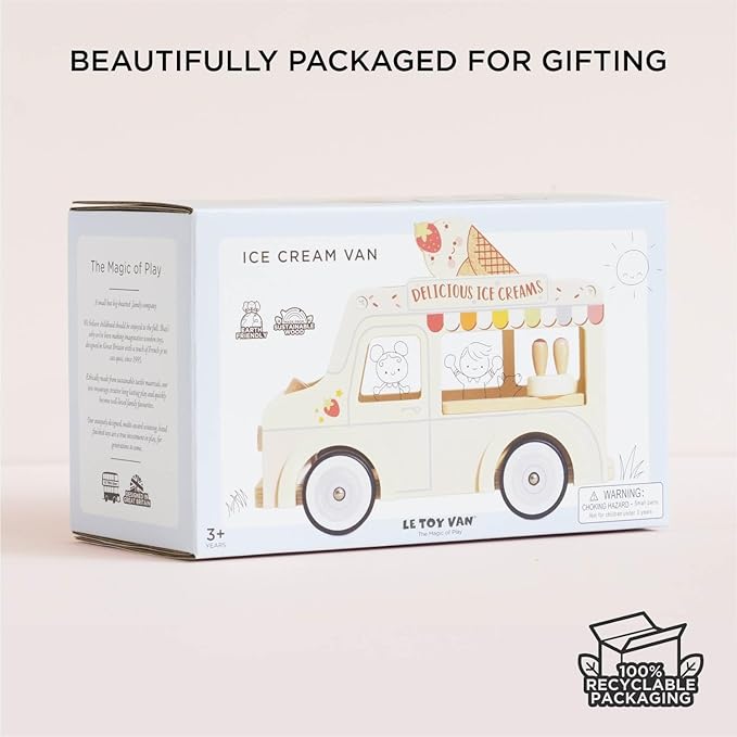 Le Toy Van - Wooden Doll House Dolly Ice Cream Van Play Set for Dolls Houses | Daisylane Dolls House Furniture Sets - Suitable for Ages 3+