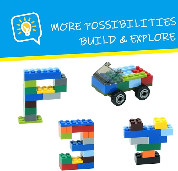 320-Piece Building Blocks Set, Creative Classic Bulk Bricks Toy, Wheels and Axle Car Accessories, Compatible with All Major Brands