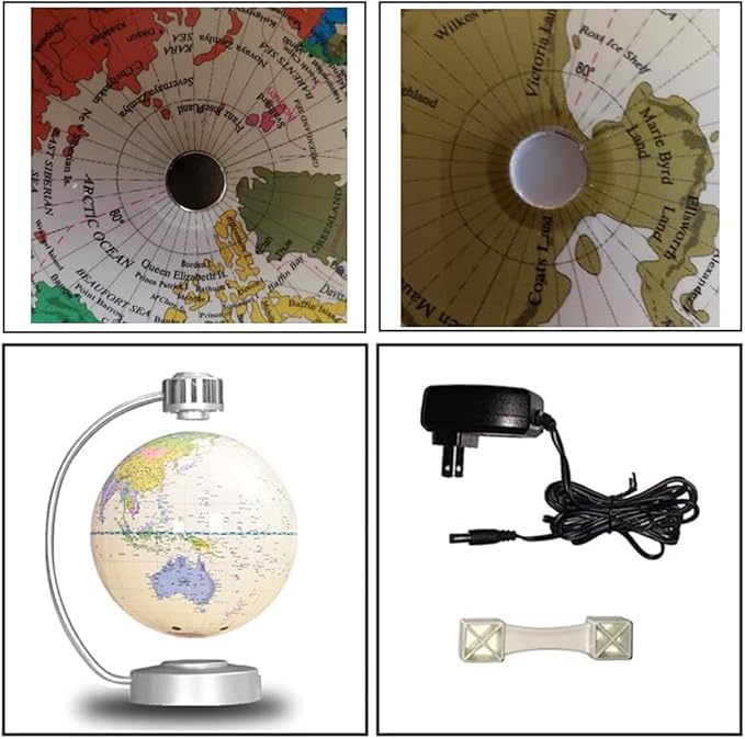 Magnetic Levitation Globe, 8" Mag Lev Earth Globe, Suspended Auto Dual-Rotation, Touch-Controlled LED Light, Suitable for Decorative Ornaments, Business, Holiday Gifts (White)