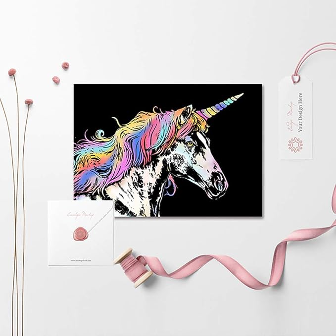 Scratch Art for Kids & Adults, Rainbow Engraving Painting Landscape Scratchboard(A4) Crafts Set: 8 Sheets Scratch Cards with 4 tools - Unicorn/Flamingo/Cat/Deer/Lion/Tiger/Leopard/Wolf(Animal Series)