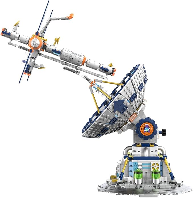 Space Radio Telescope Building Blocks Sets，Ideal Gift for Space Lovers，Radio Telescope Building Blocks Set for Exploring Space（1053PCS）-Toys Gifts for Adult