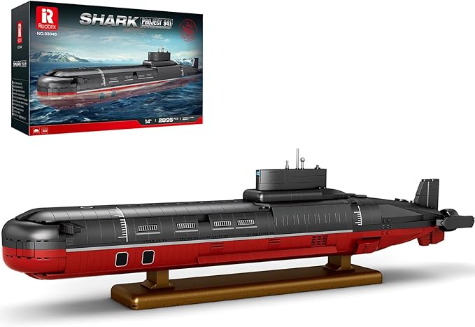 Reobrix Nuclear Submarine Building Sets for Adults, Typhoon-Class Nuclear Submarine Model Kit, History Collectible Decor, Military Toy Gift for Men