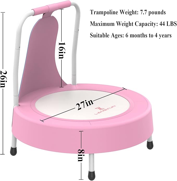 LANGXUN Baby & Toddler Toys, Mini Toddler Trampoline, Birthday Gifts for Baby Toddler Boys & Girls, Toddler Gift Ideas, Indoor Outdoor Trampolines for Kids Ages 6 Months to 4 Years