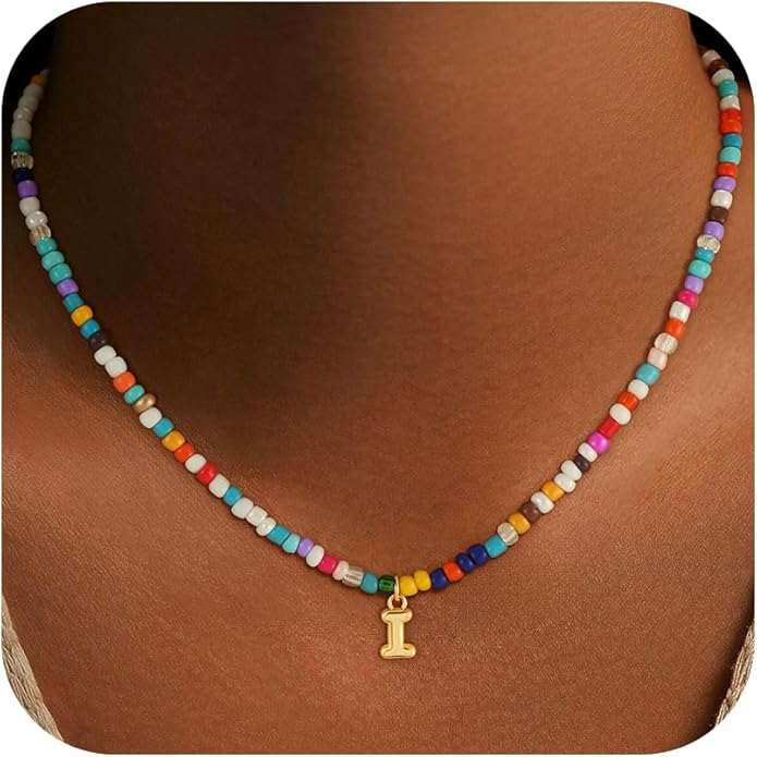 Colorful Initial Necklace for Girls Kids Women, Dainty 18K Gold Plated Bubble Initial Letter Necklace Teen Girls Gifts Trendy Stuff Birthday Gifts for 5 6 7 8 9 10 Yearl Old Girl