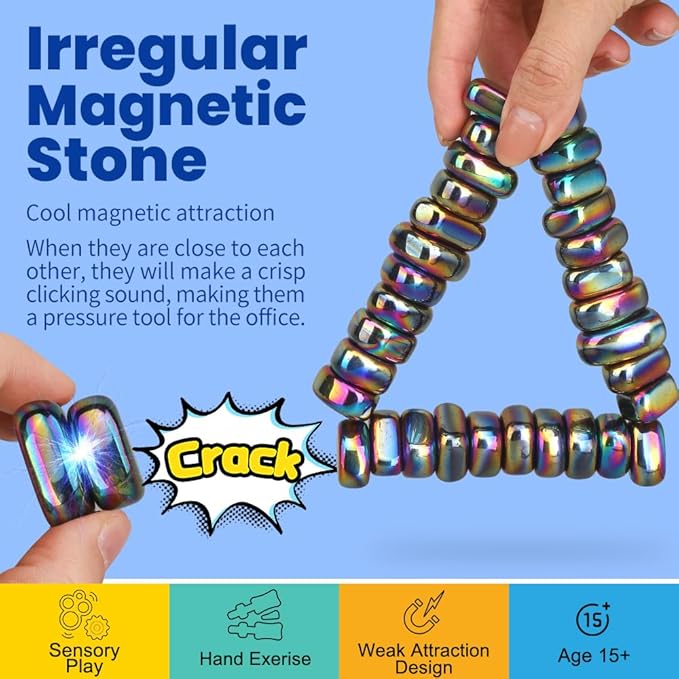 Cool Fidget Toy Fridge Magnets Rocks,Science Kit Magnet DIY Alphabet Number, Magnetic Hematite Stones Gift, Magnet Ferrite Putty Desk Toy for Adults(24PCS)