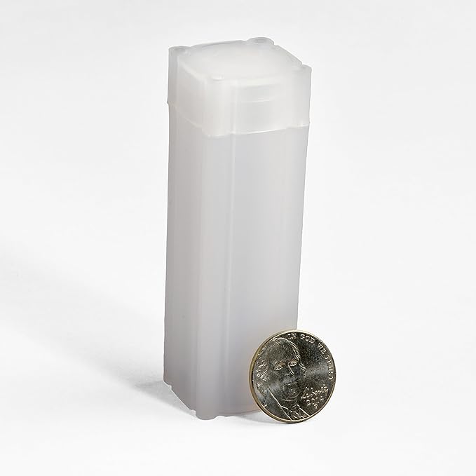 LIGHTHOUSE - Square Coin Tubes - Convenient Push Top, Virtually Unbreakable, Acid Free and Archival Quality - Coin Tubes for US Nickels, 100 Pack