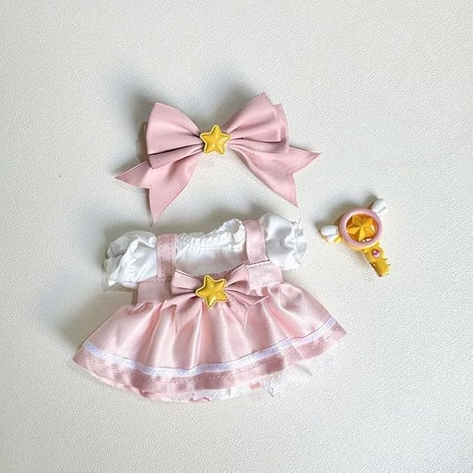 Clothes for Labubu(NO Doll), 15cm/17cm Doll Accessories Suit ,Cute Clothes for Dress up,Easy Dress-Up Fun ,Pink Princess for Dress Up, Play & Collector