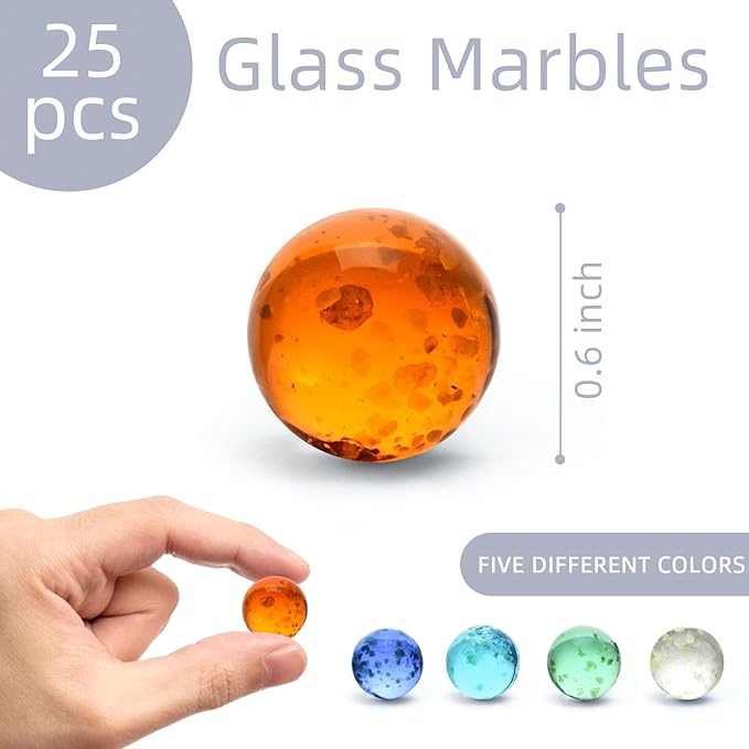 SallyFashion 25 PCS Glow in The Dark Marbles, Bulk Luminous Colorful Glass Marbles for Kids Marble Run Games
