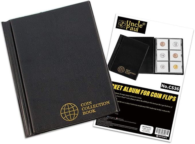 Coin Albums with Cardboard Holders - 60 Pockets 2x2 inches Coin Storage Books for Coin Flips Collection Holders CS36